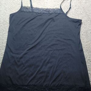 Fashion Bug Black Lace Trim Camisole Slip Top XL soft stretch lounge